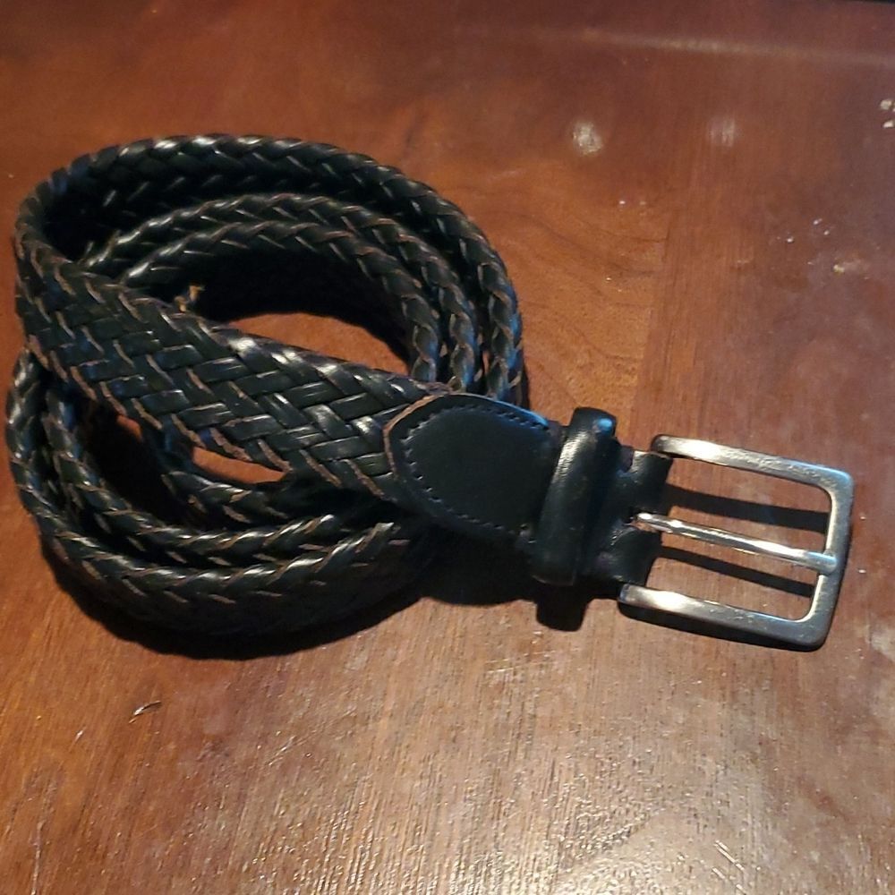 Trafalgar Black Woven Leather Belt 42
